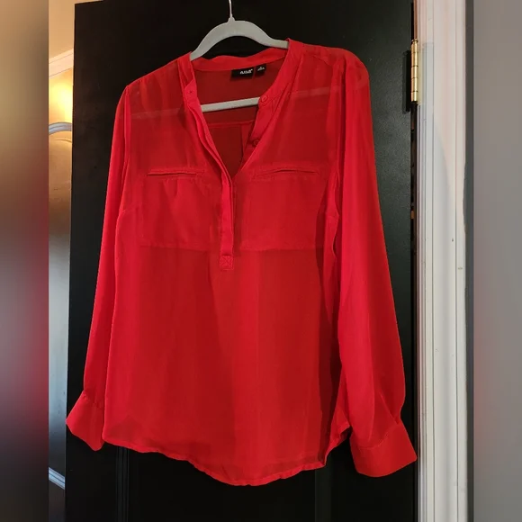 a.n.a. Red Sheer Blouse - Picture 1 of 7